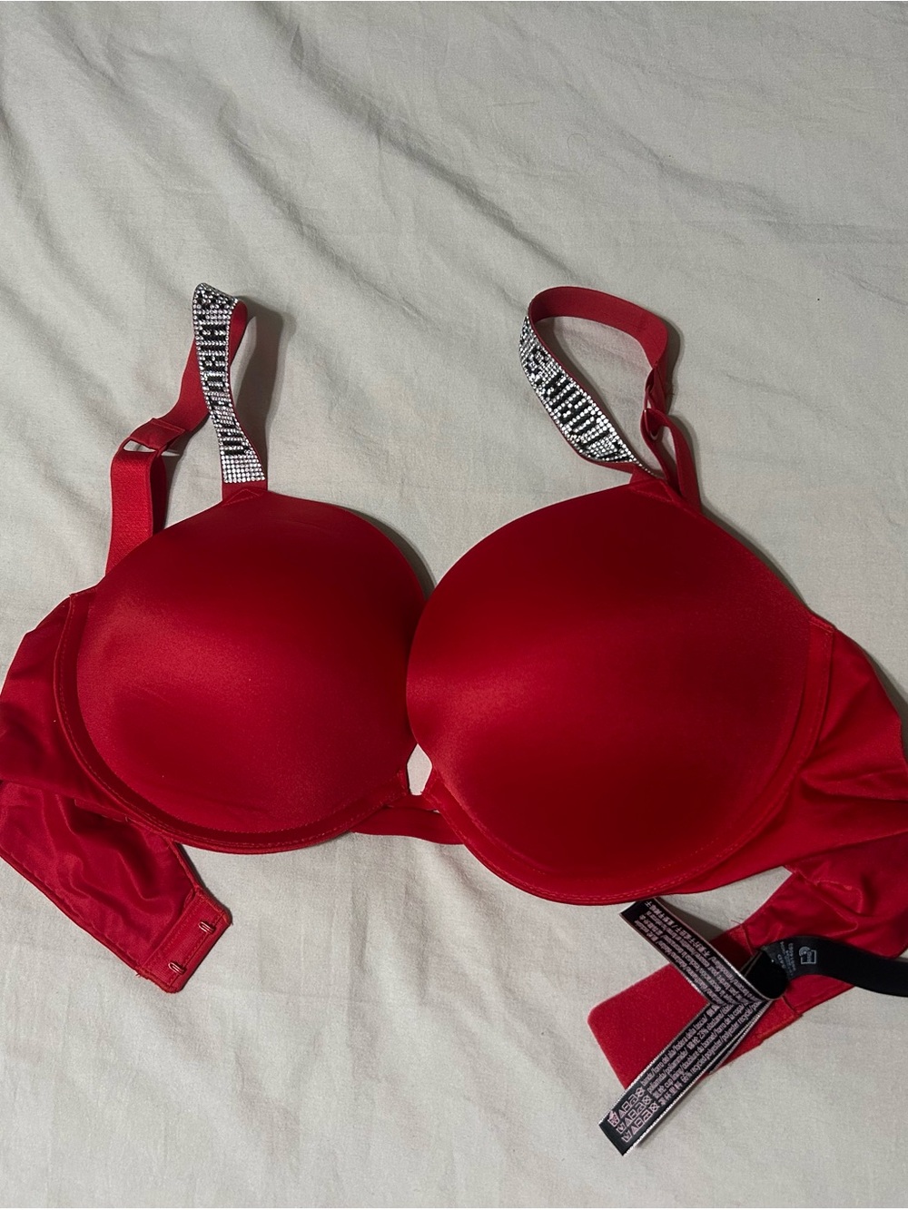 Victoria's Secret Red Padded Bra with Embellished Straps - Picture 1 of 5